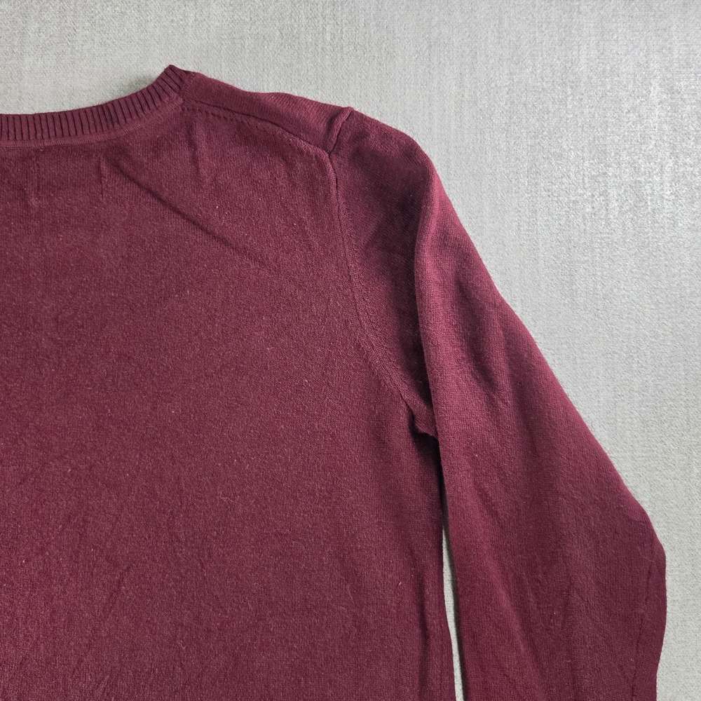 G.H. Bass & Co. Sweater Mens Medium Burgundy Crewneck Cotton Blend Faux Suede V - Picture 13 of 16